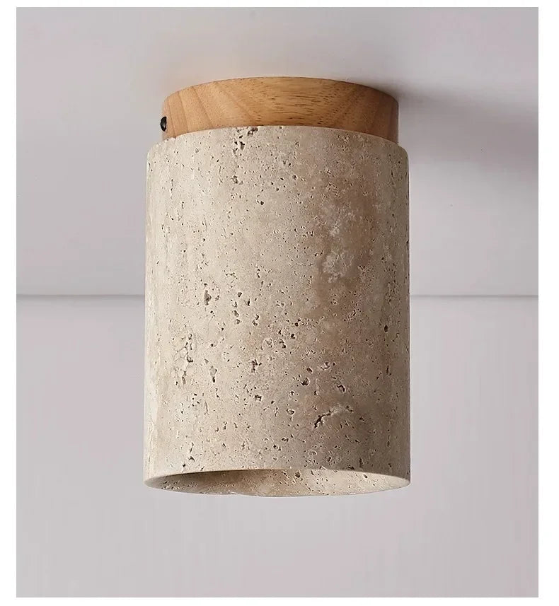 Modern Stone Travertine Ceiling Lamp Bedroom Corridor Flush Mounted