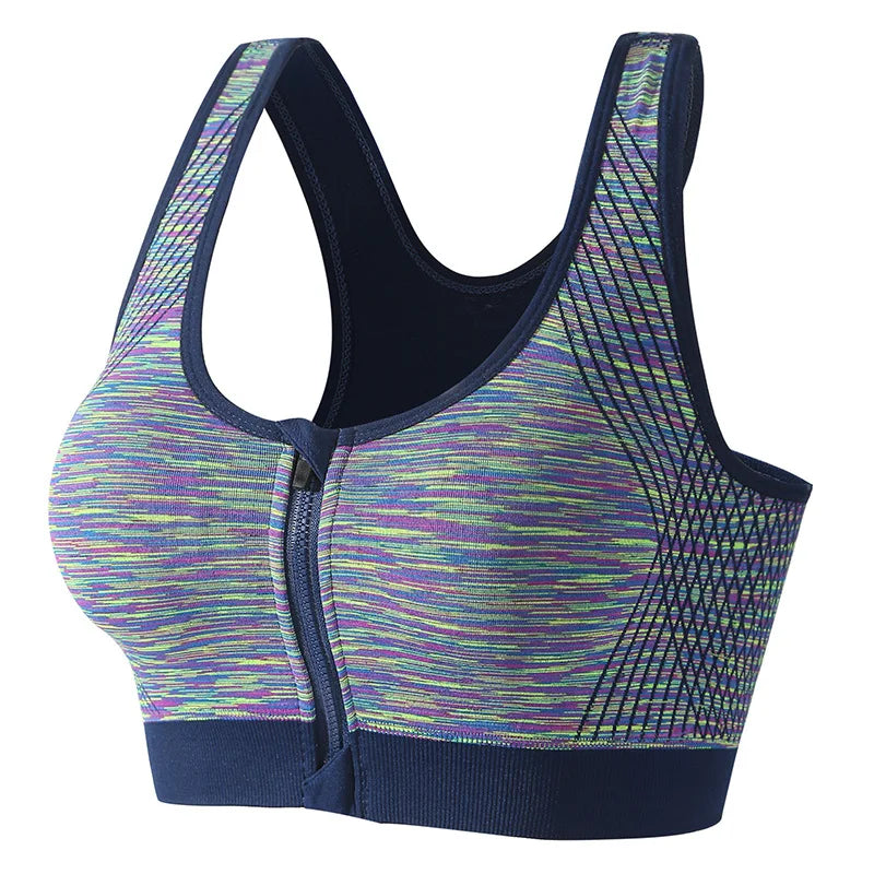 Women Sports Bra Front Zipper Sports Bra Breathable Shock-proof Underwear High Impact Yoga Bra Running Vest Fitness Workout Tops