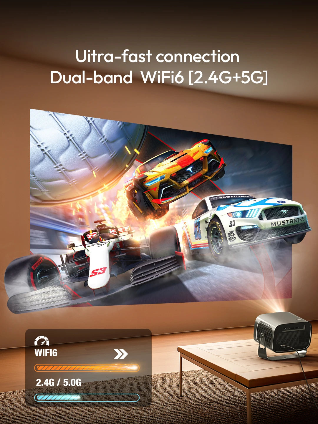 VEVSHAO A12 Projector Mini Portable LED Video Android 13.0 WIFI 6