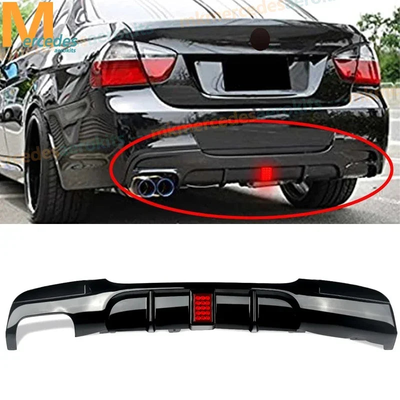 Rear Bumper Spoiler Lip  with Led for BMW  3 Series E90 318i 320i 328i 330i 335i 340i Diffuser with Brake Light 2005-2012