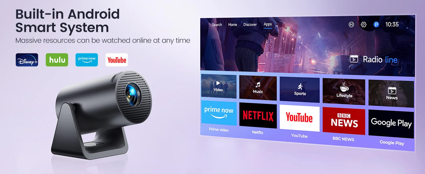 Wimius L1 Mini Projector 1080P Support 300 ANSI Android 11 Wifi Bluetooth Projector