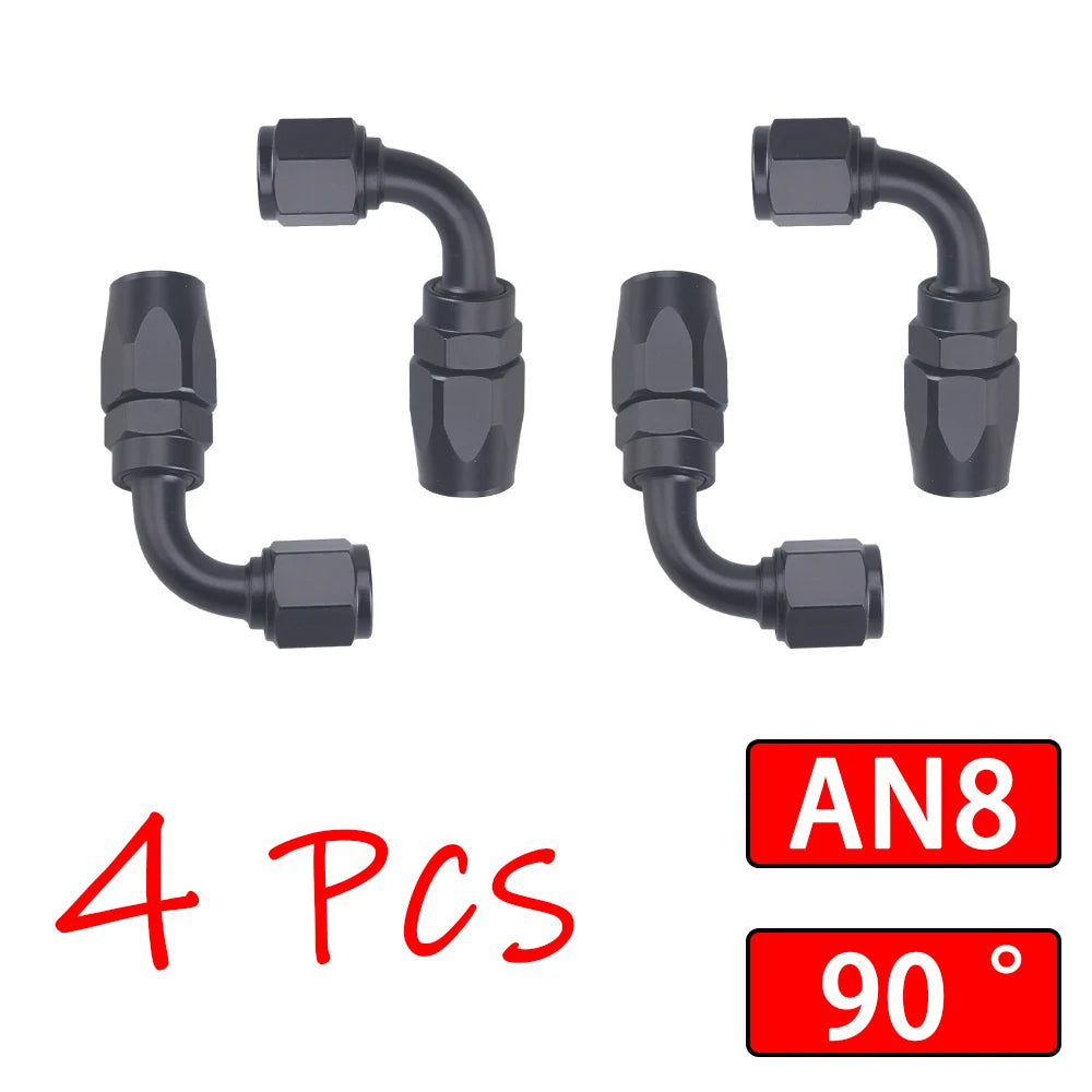 4Pcs Universal AN4 AN6 AN8 AN10 AN12 Straight 45° 90° 120° 180° Degree Oil Fuel Swivel Hose End Fitting Oil Hose End Adaptor Kit
