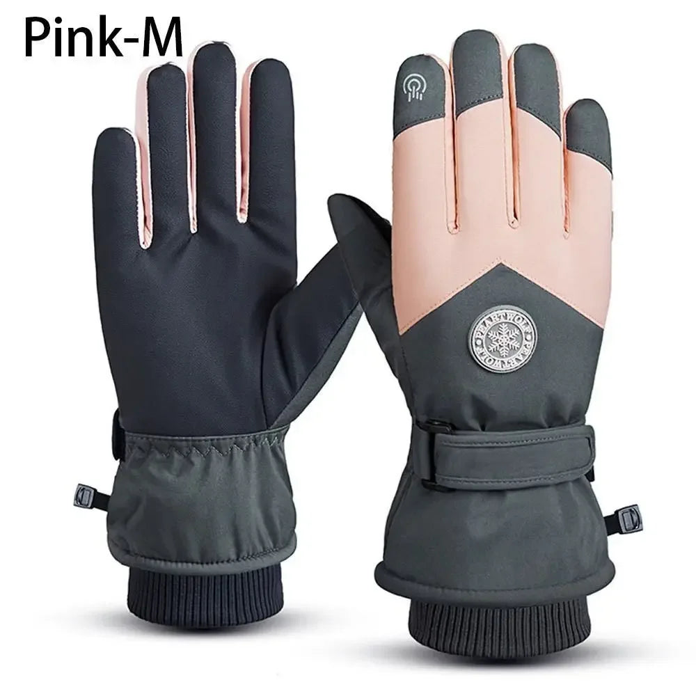 Winter Snowboard Ski Gloves PU Leather Non-slip