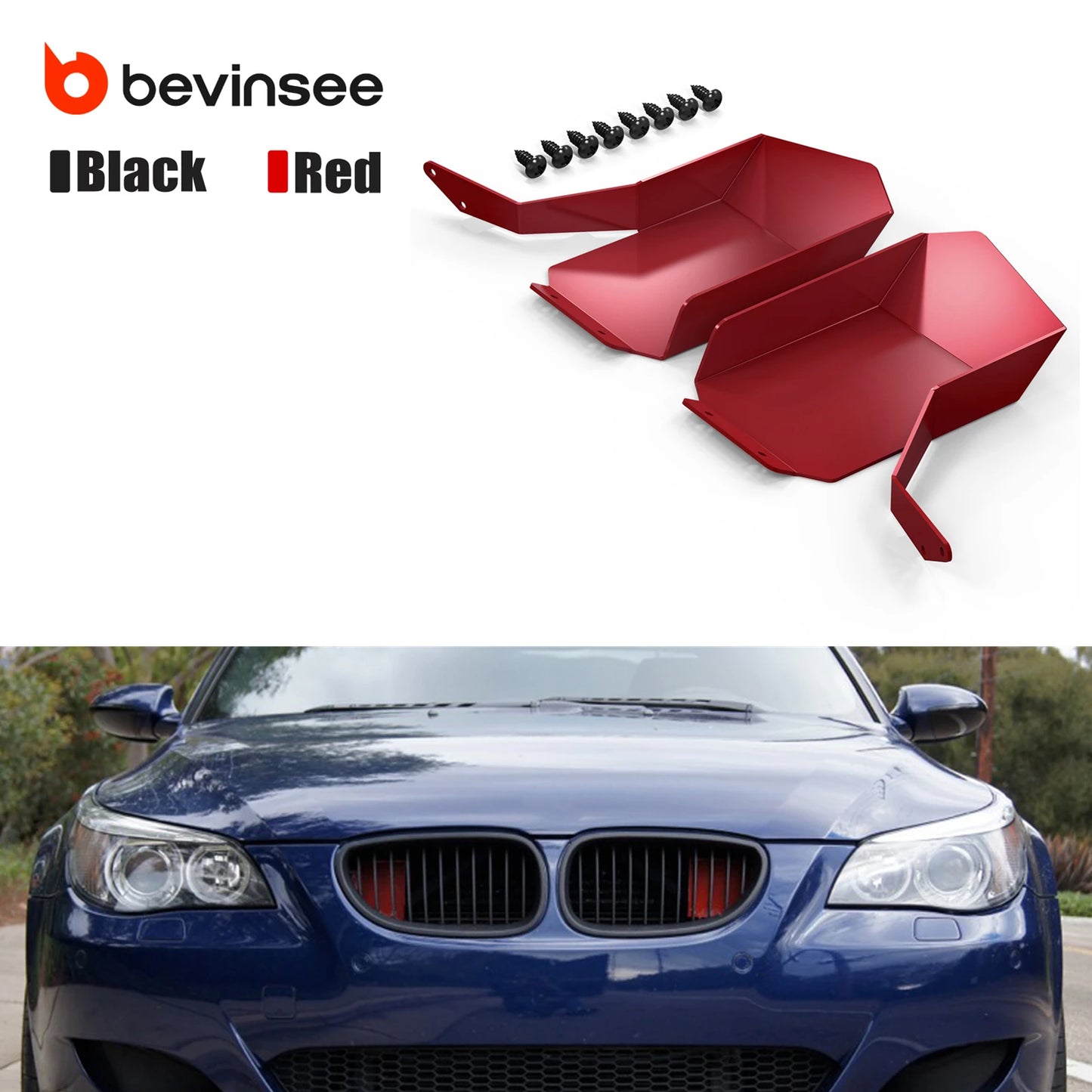 BEVINSEE Air Intake Scoops for BMW E60 E61 M5, 520d, 525d, 530d, 535d, 520i, 525i, 530i, 535i 2007-2010