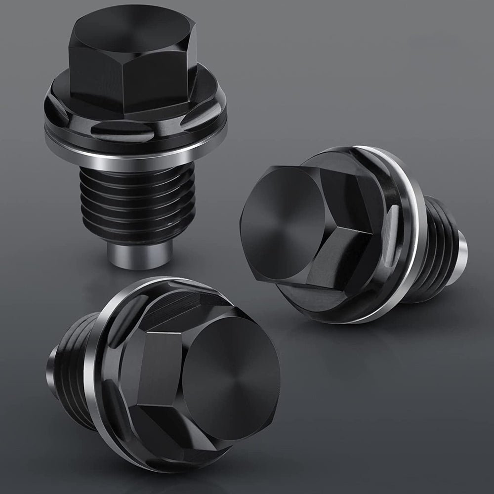 M14 x 1.5 Aluminum Magnetic Oil Drain Plug Fit for Honda / Ford / Hyundai with Crush Washer Gasket, Universal Magnetic Oil Drain