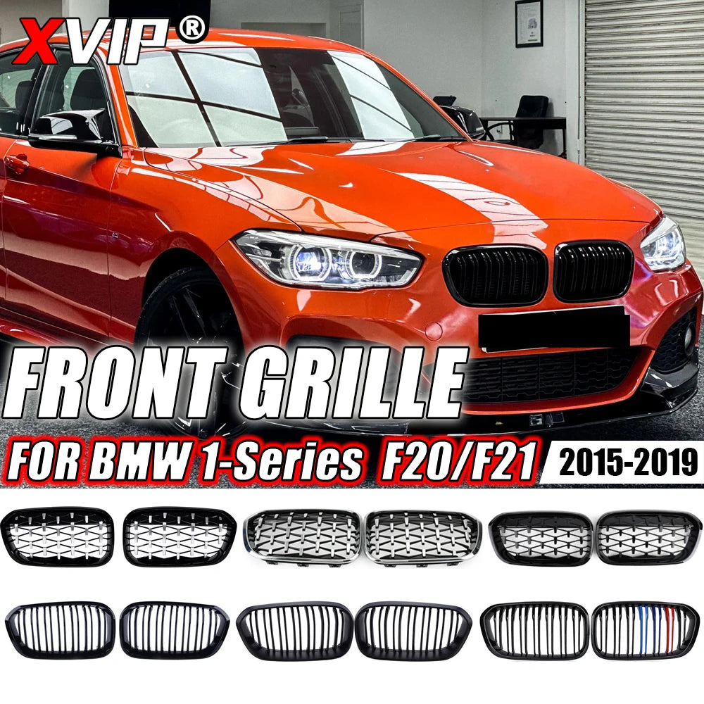 BMW Front Bumper Kidney Grille Racing Grills For BMW 1 Series F20 F21 2015-2019 Replacement Double Slat Gloss Black Grilles