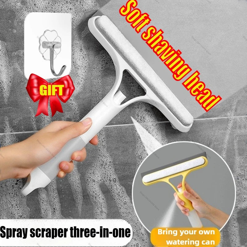 Glass Wiper with Watering Can Glass Cleaning Tool 3-In-1 Mirrors Glass Scraper