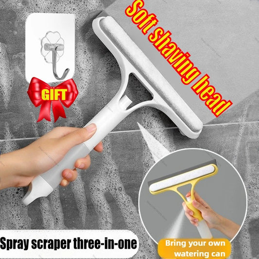 Glass Wiper with Watering Can Glass Cleaning Tool 3-In-1 Mirrors Glass Scraper