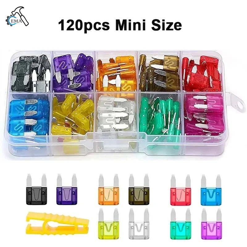 300/180/120pcs Car Blade Fuse Assortment Kit Auto Truck Automotive Medium Small Fuse Mixed Motorcycle Circuit Fuse With Box