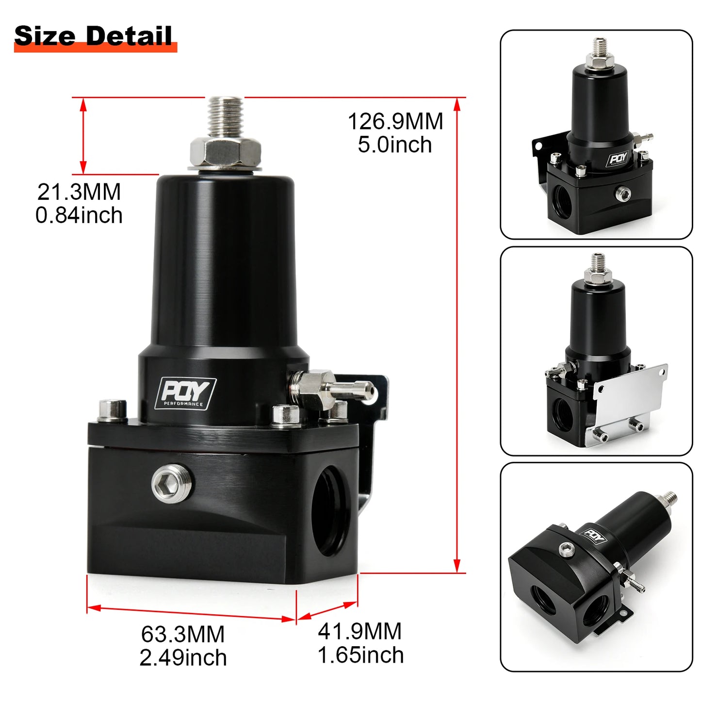Fuel Pressure Regulator 30-140PSI Adjustable Pressure Range 10AN Feed Ports & 10AN Return Port With 0-160PSI Gauge Set