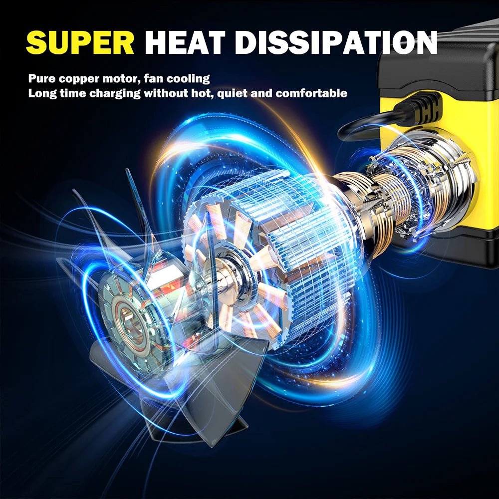 12V 8A/24V 4A Car Battery Charger Automatic Start Fast Charger Use For Car Motorcycle Truck AGM Deepcycle GEL Lead-Acid Battery