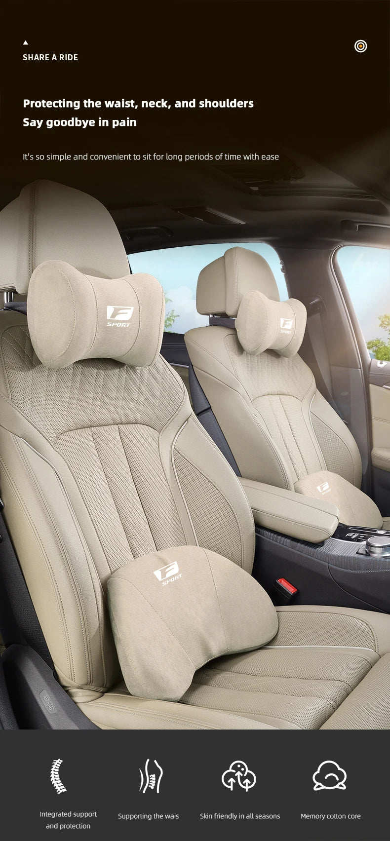 Lexus F-Sport Suede Headrest Memory Cotton Neck Pillow For Lexus ES300 RX330 RX300 GS300 IS250 IS200 CT200h IS300 NX RX LX GX GS
