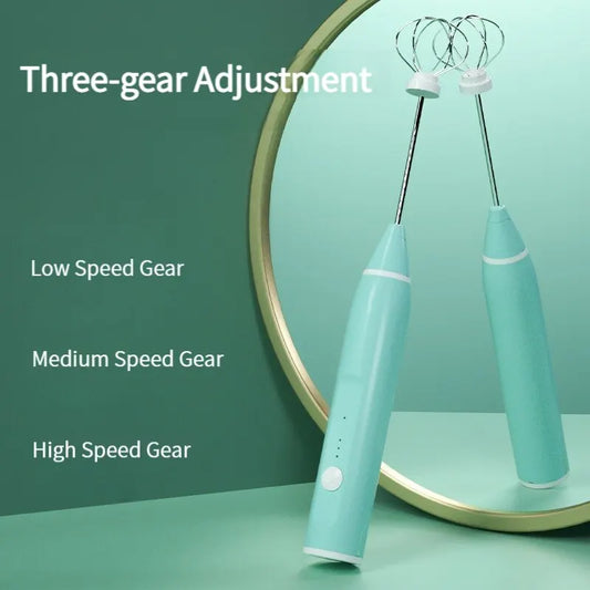 1 PCS Electric Milk Frother Portable Egg Beater USB Rechargeable