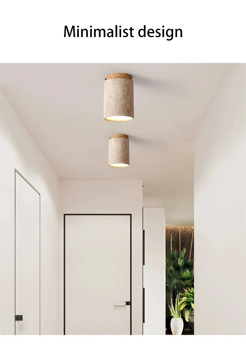 Modern Stone Travertine Ceiling Lamp Bedroom Corridor Flush Mounted