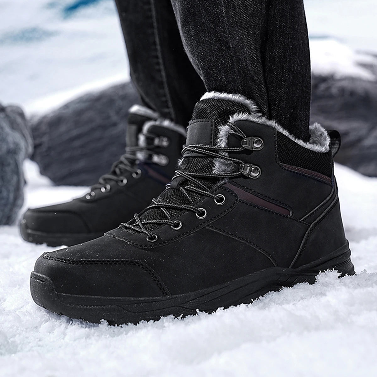Snow boots men winter boots keep warm plush boots hiking boots men casual shoes men mountain snow boots