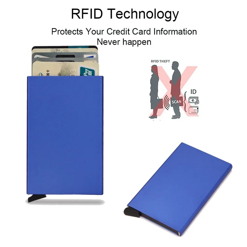 RFID Blocking Wallet Card Holder Metal Thin Slim Pop Up Minimalist Unisex
