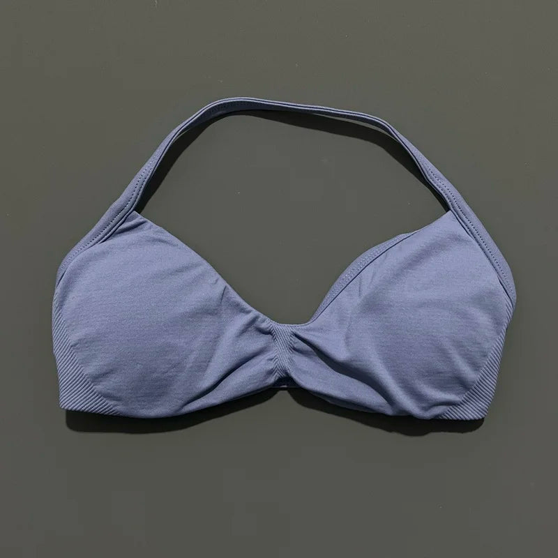 Sports Bra Push Up Strappy Sexy Open Back Gym Crop Top