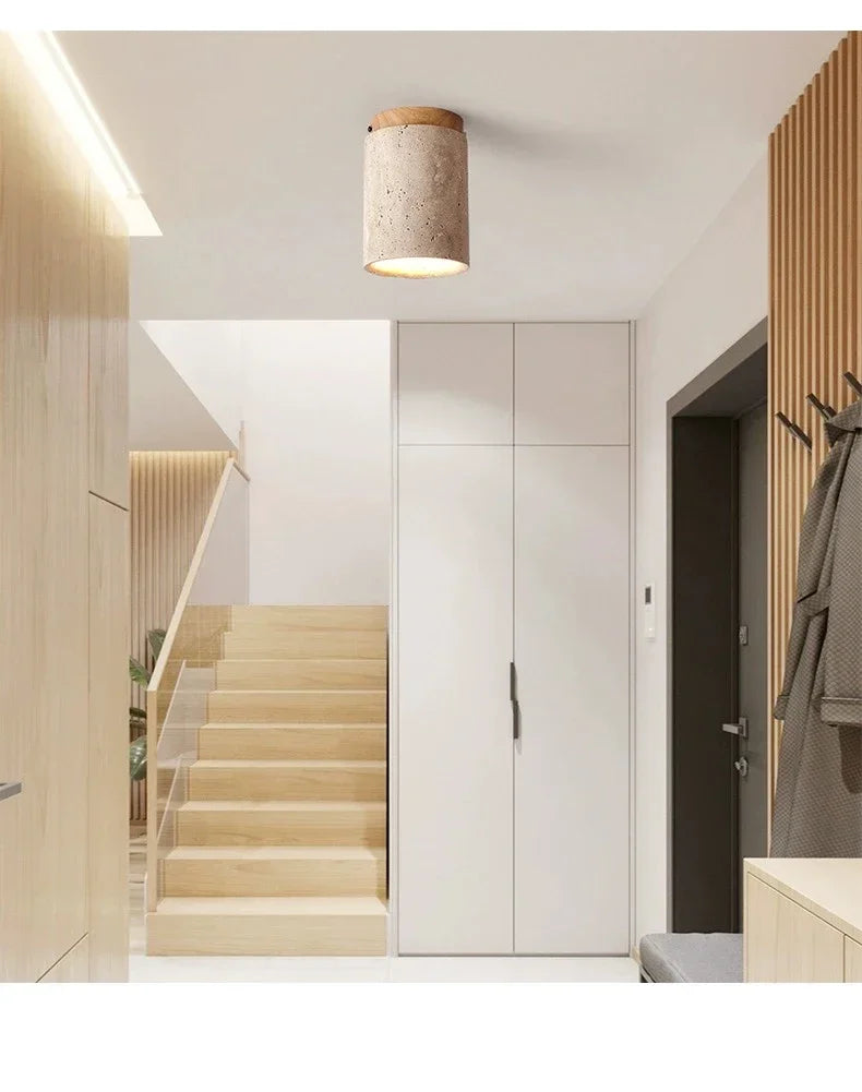 Modern Stone Travertine Ceiling Lamp Bedroom Corridor Flush Mounted