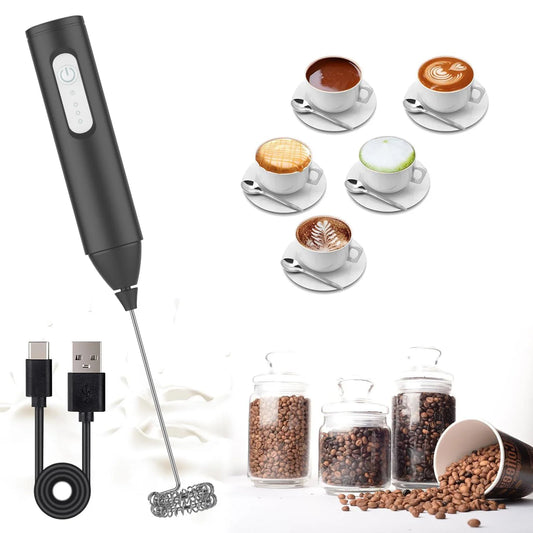 MINI Milk Frother USB Rechargeable 3 Speeds Foam Maker Coffee Whisk Mixer
