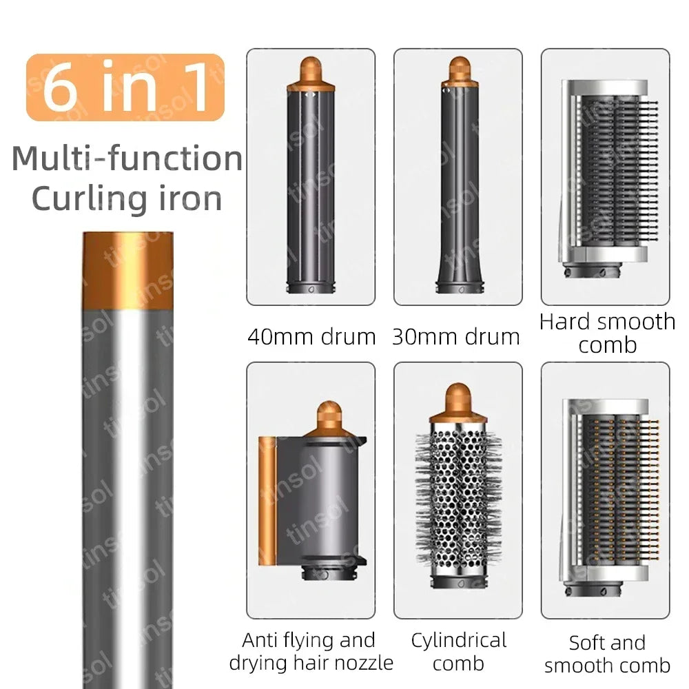 6-in-1 Multi-Function Hair Dryer Styling Tool Curling Iron Hot Air Brush Curling Rod Salon Professional Hair Styler