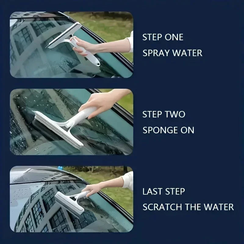 Glass Wiper with Watering Can Glass Cleaning Tool 3-In-1 Mirrors Glass Scraper