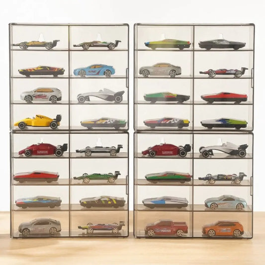 8 Grids Transparent Dustproof Acrylic Display Rack Toy Model Cars Display Box Wall Mounted 1:64 Storage Box Hotwheels Cars