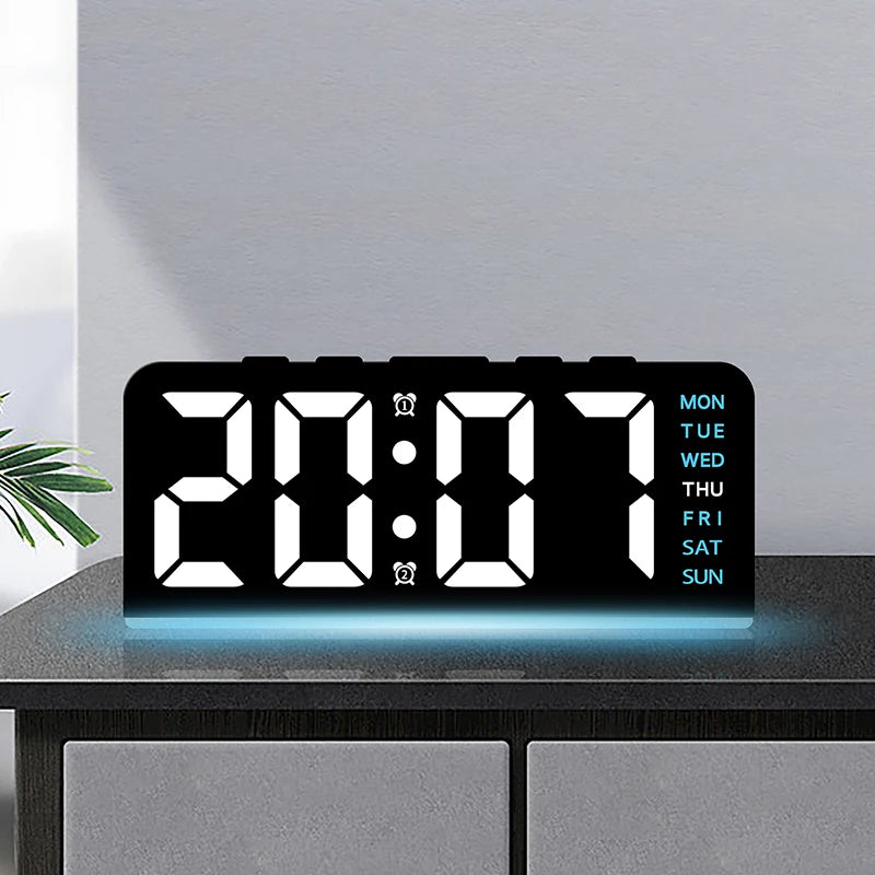 USB Powered Digital Alarm Clock with Mood Light Dual Alarm Snooze Table Clock