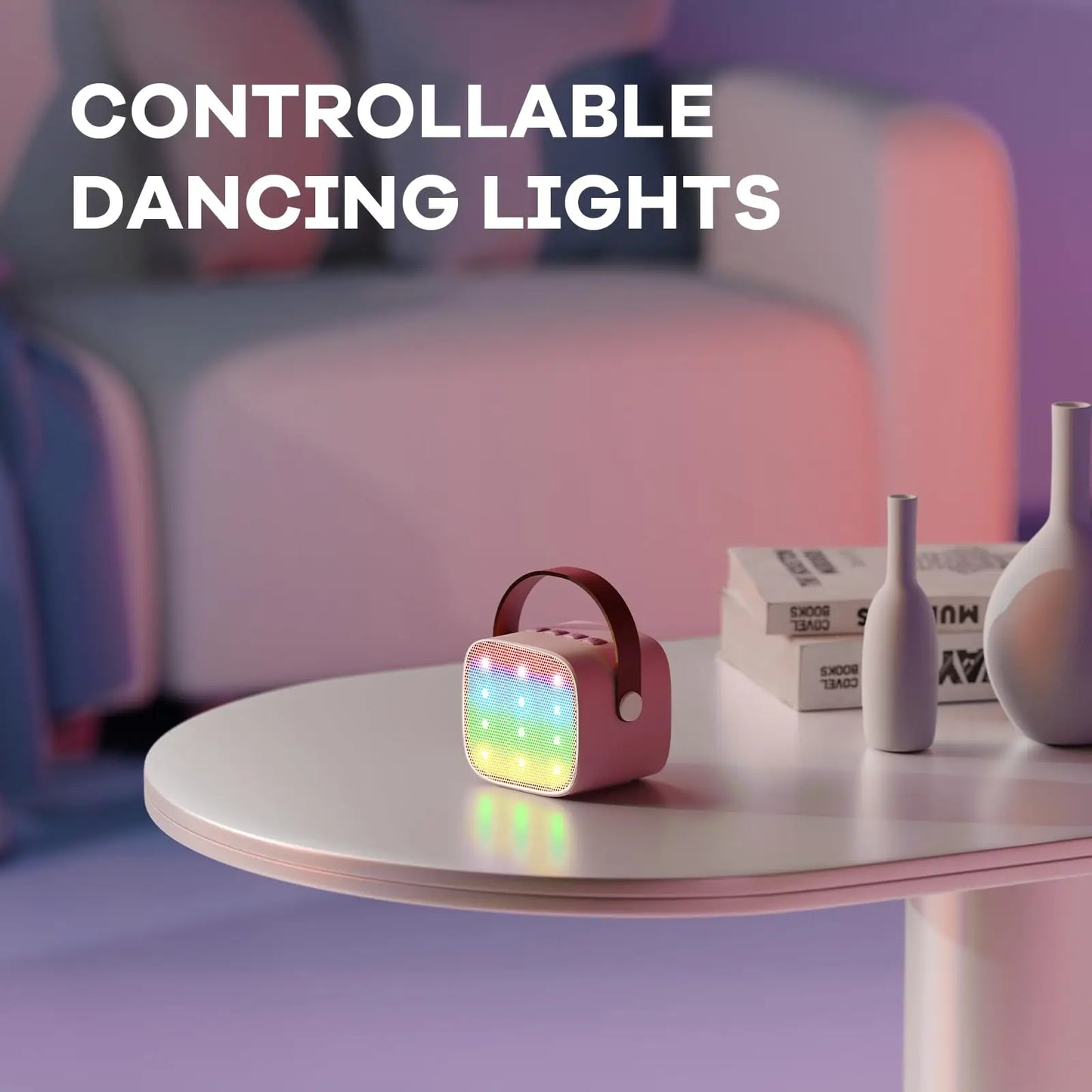 Mini Karaoke Machine Portable Bluetooth 5.3 PA Speaker with 2 Wireless Microphones for Home Family Singing Gift K12