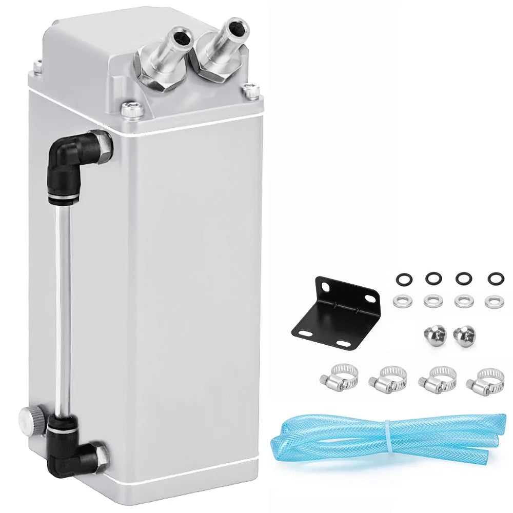 Universal Square Style Oil Catch Can Oil Tank Reservoir Breather Kit 0.5L Aluminium Racing Fuel Surge