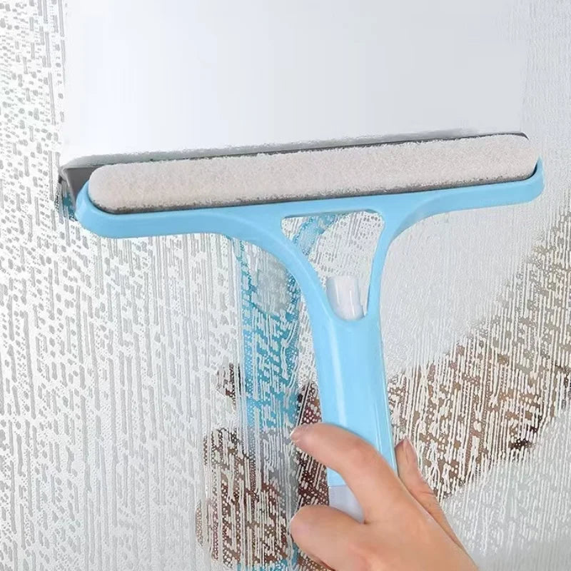 Double Sided Window Cleaner Car Glass Scraper Bathroom Mirror Wiper Soap Spray Dispenser Tool for Household Deep Cleaning