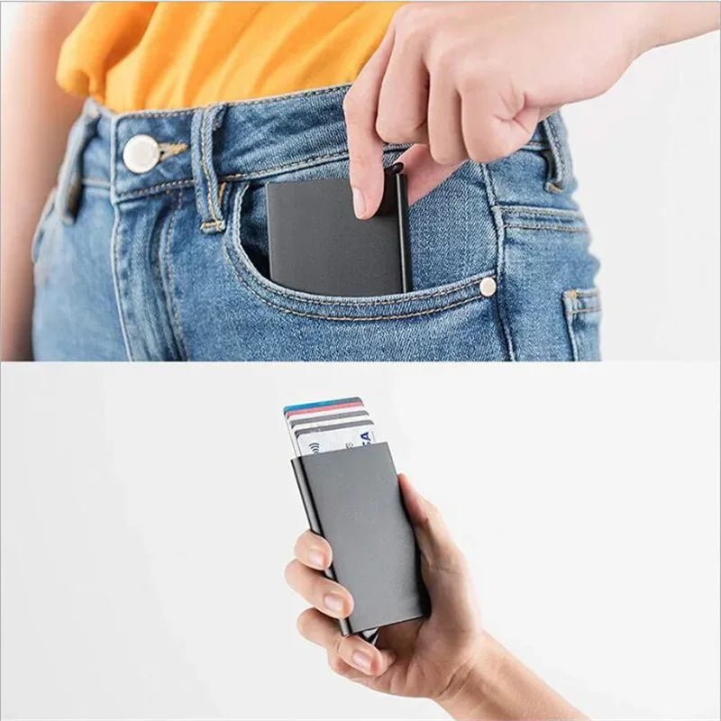 RFID Blocking Wallet Card Holder Metal Thin Slim Pop Up Minimalist Unisex