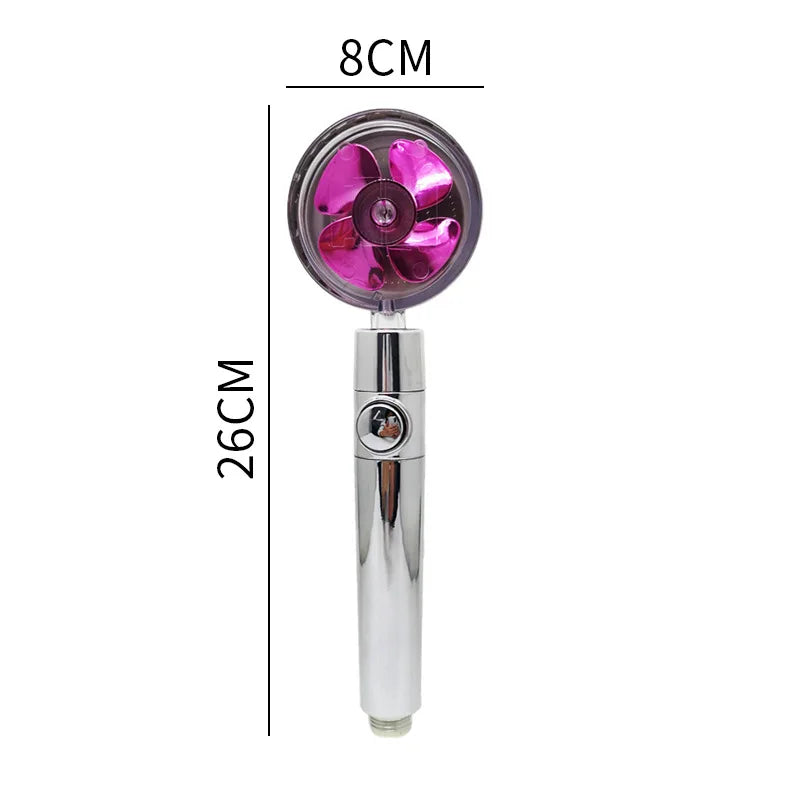 Shower Head 360 Degree Rotation Water Saving Flow Turbofan