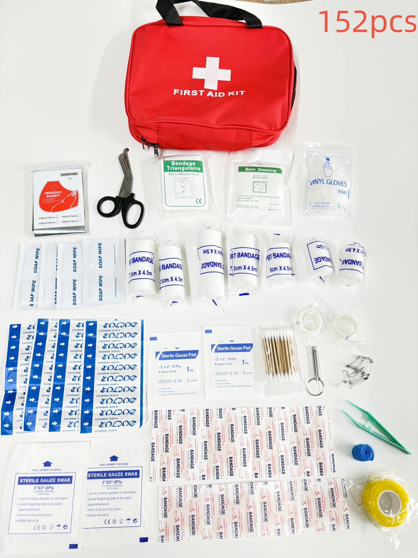 First Aid Kit, 184 Piece Compact Medical Survival Kit/Box With Lightweight Hard Case