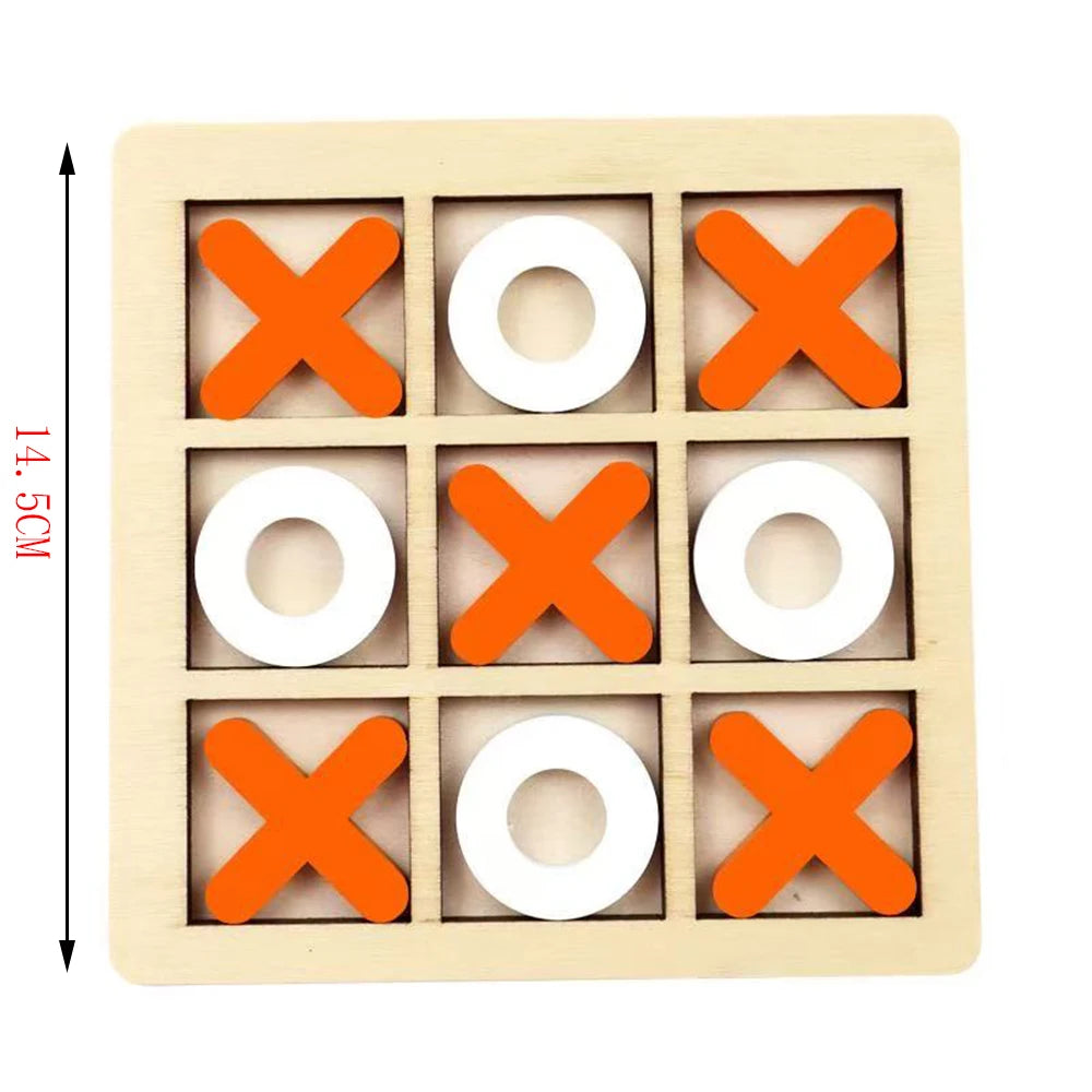 Wooden XO Tic Tac Toe Game Mini Chess Board Interaction Puzzle Training Montessori Educational Toys Gift for Kids Boy Girl
