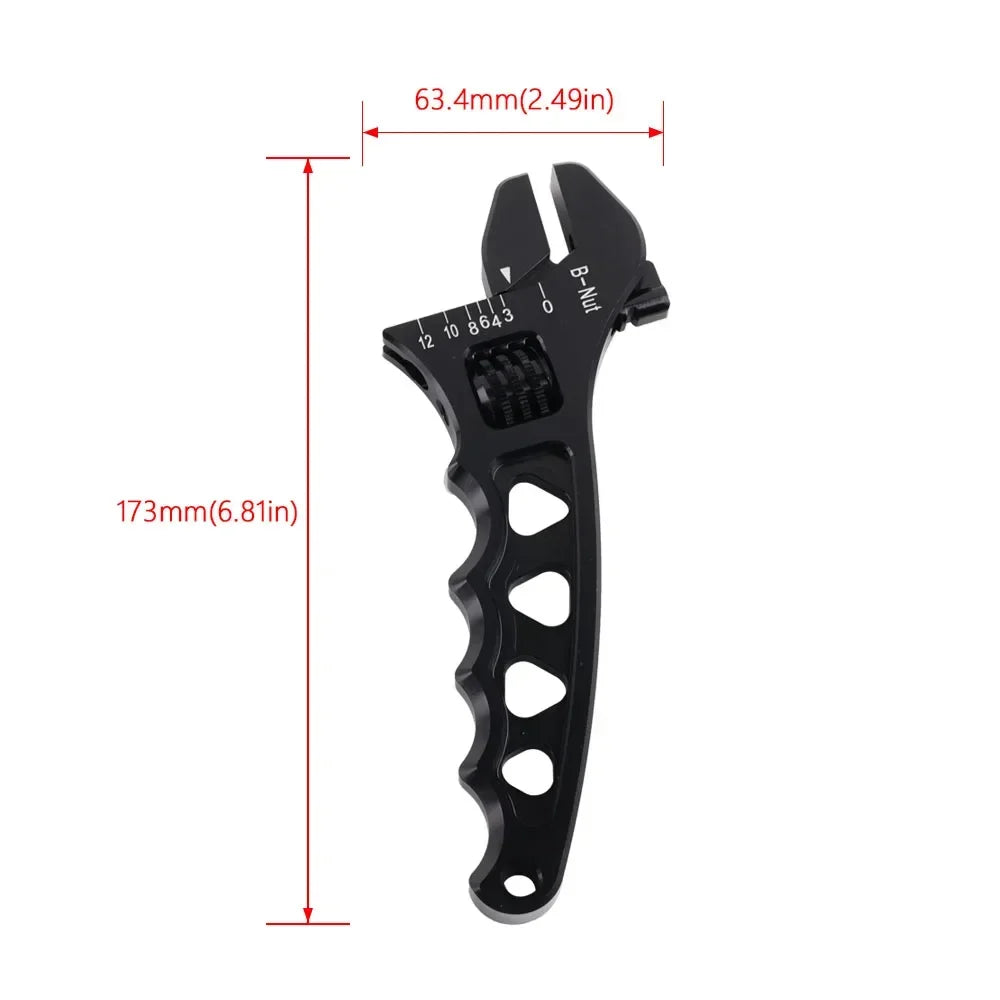 Billet Aluminum Adjustable Spanner Wrench + Vise Jaw Insert for Hose End Fitting Black Blue