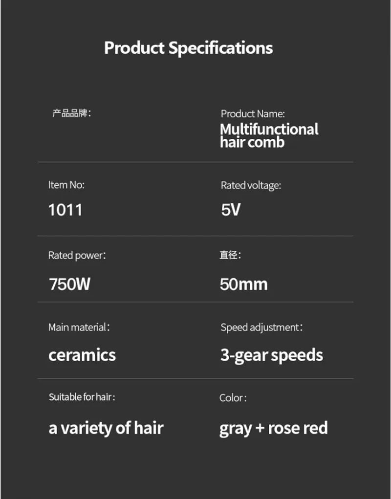 Multifunctional 3 In 1 Hot Air Brush Automatic Rotating Curler Round Rotating Rotating Hair Brush Hot Air Dryer Volumizer Styler