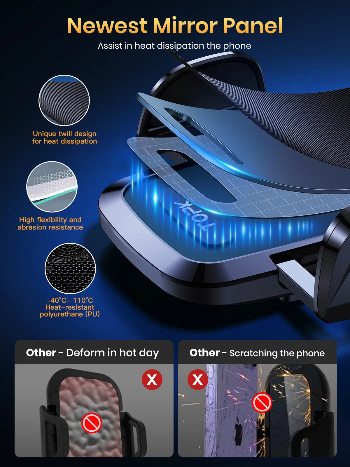 TOPK Car Phone Holder 4 in 1 Super Stable Car Phone Mount for Car Dashboard/Windscreen/Air Vent Compatible with All Mobile Phone