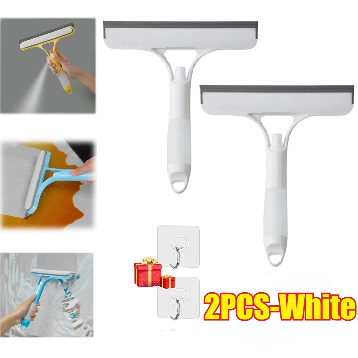 Glass Wiper with Watering Can Glass Cleaning Tool 3-In-1 Mirrors Glass Scraper Motorcar Window Scraper Household