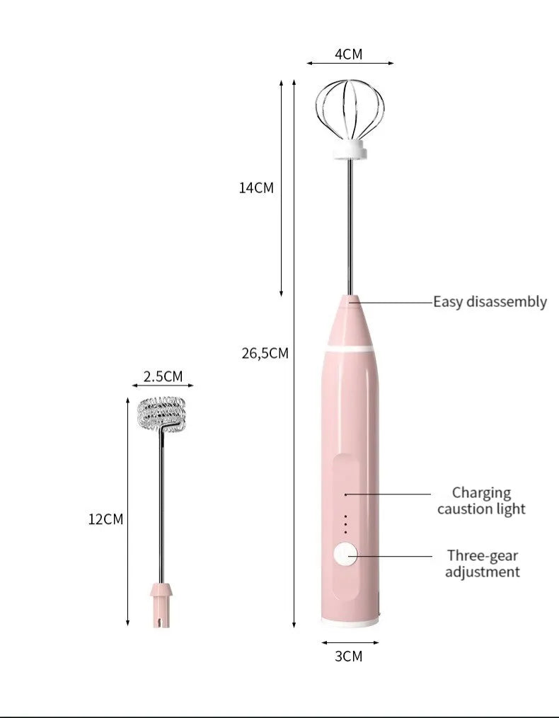 1 PCS Electric Milk Frother Portable Egg Beater USB Rechargeable