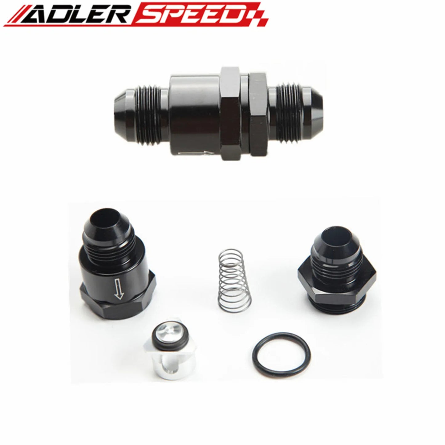 AN6 AN8 AN10 AN12 Aluminium Non Return One Way Check Valve Fuel EFI Fitting Adapter Black