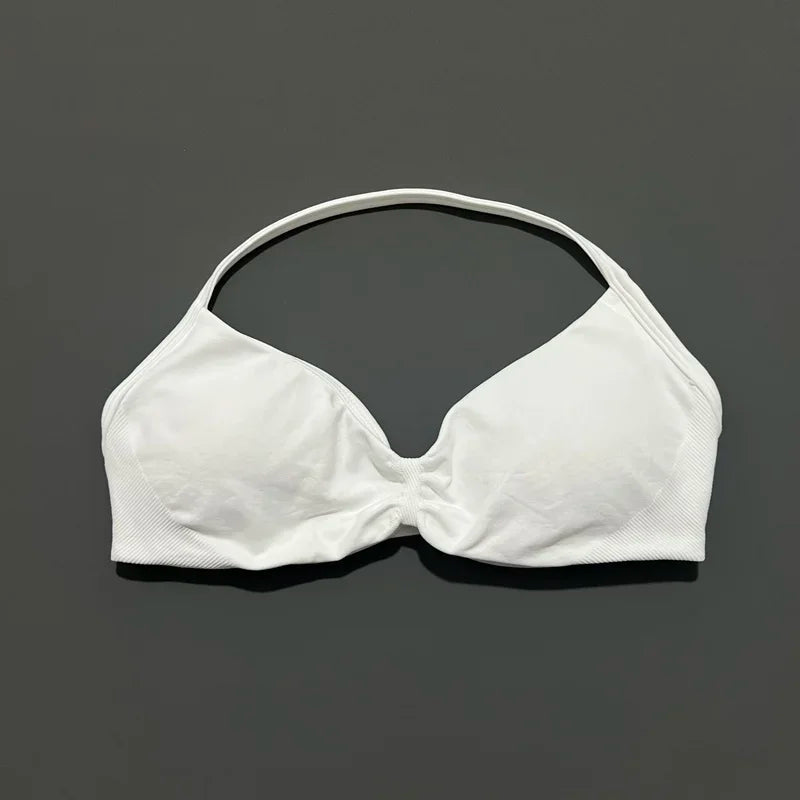 Sports Bra Push Up Strappy Sexy Open Back Gym Crop Top