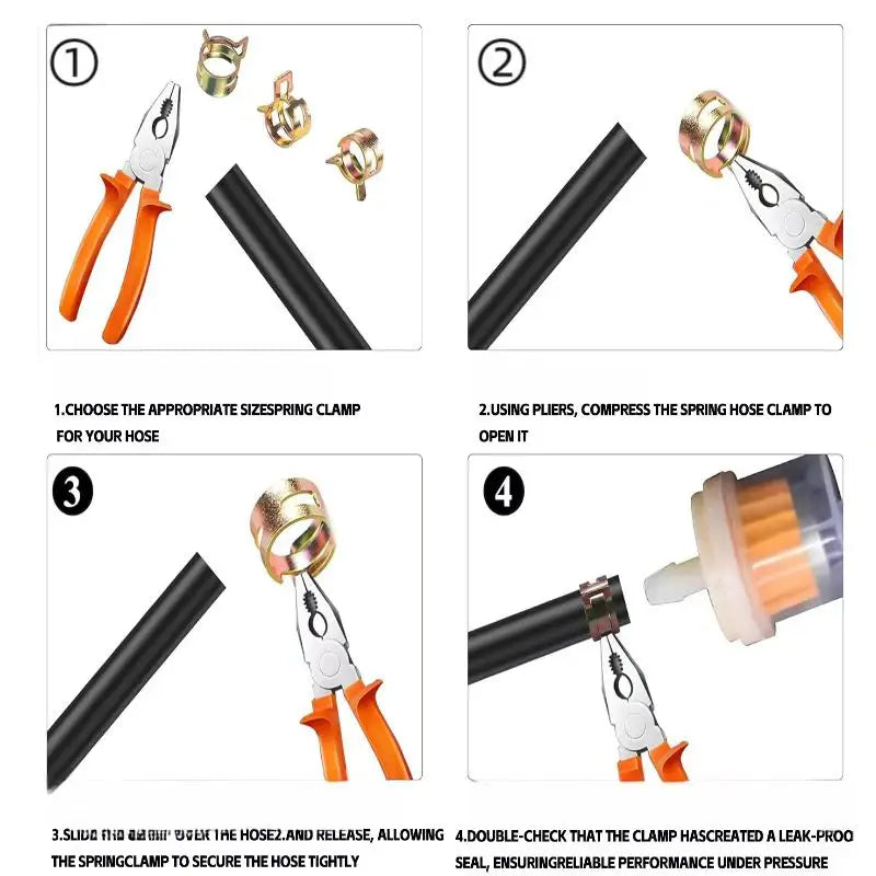 50 Pcs Fastener 5mm 6mm 7mm 8mm 9mm Spring Clip Fuel Water Line Hose Pipe Air Tube Clamps Fuel Water Tube Clamps Fastener