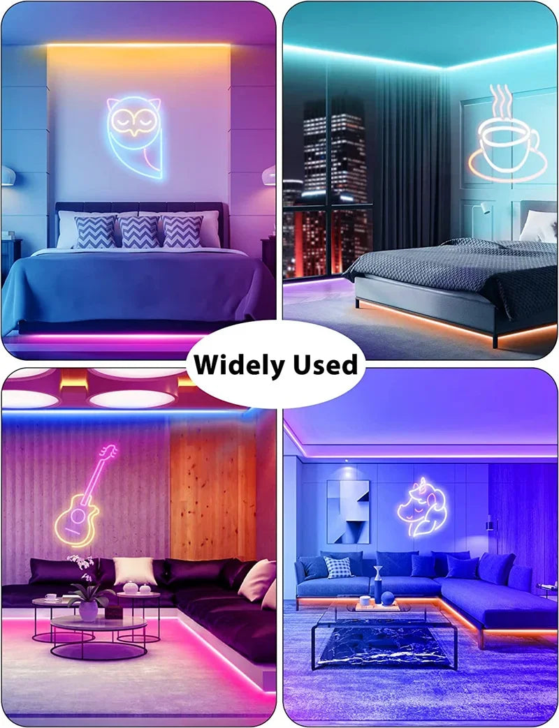 RGB LED Neon Lights with 44Keys Remote Flexible Neon Strip Lights 5V RGB Rope Lights Gaming Led Neon Light Strip for Bedroom