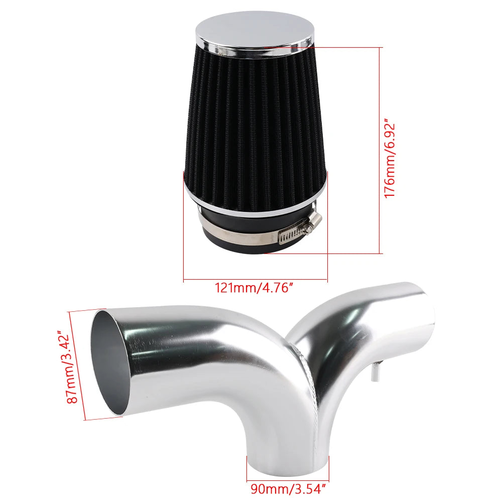 QT 99-04 Dual Twin JEEP Grand Cherokee 4.7L V8  Cold Air Intake Kit + Filter For 00-02 Dodge Durango with 3.7L V6/4.7L V8