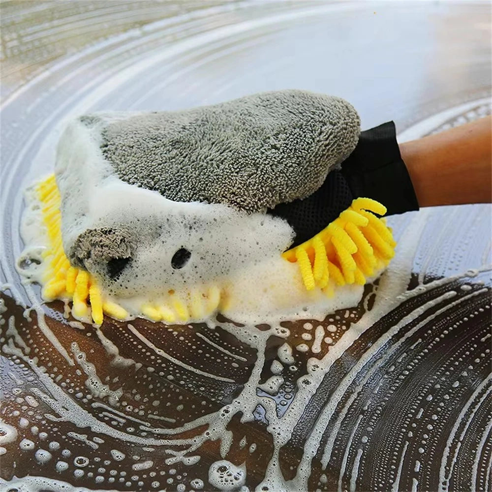 1/5pcs Car Washing Gloves Waterproof Microfiber Chenille Gloves