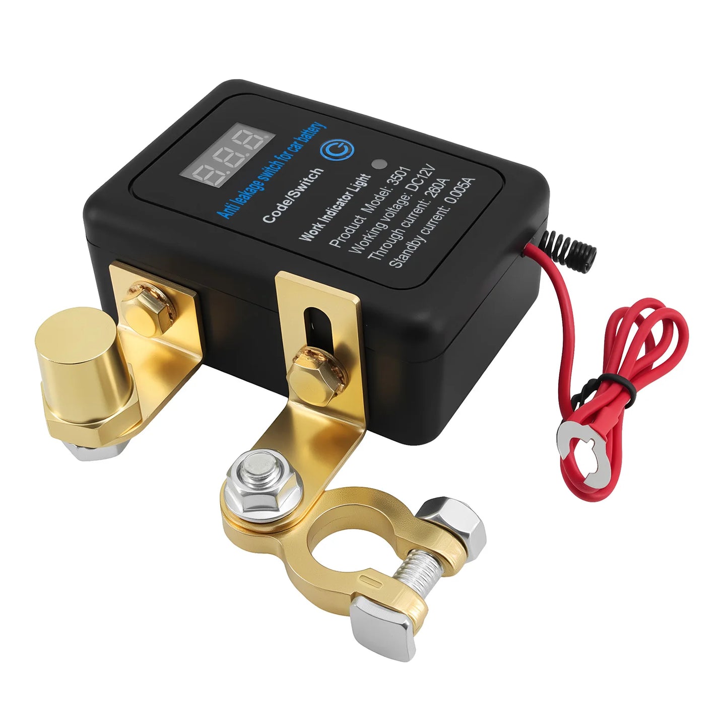 DC 12V Battery Disconnect Switch with LED Car Automatic Power Shut Off Switch 260A Battery Kill Switch Remote Battery Disconnect