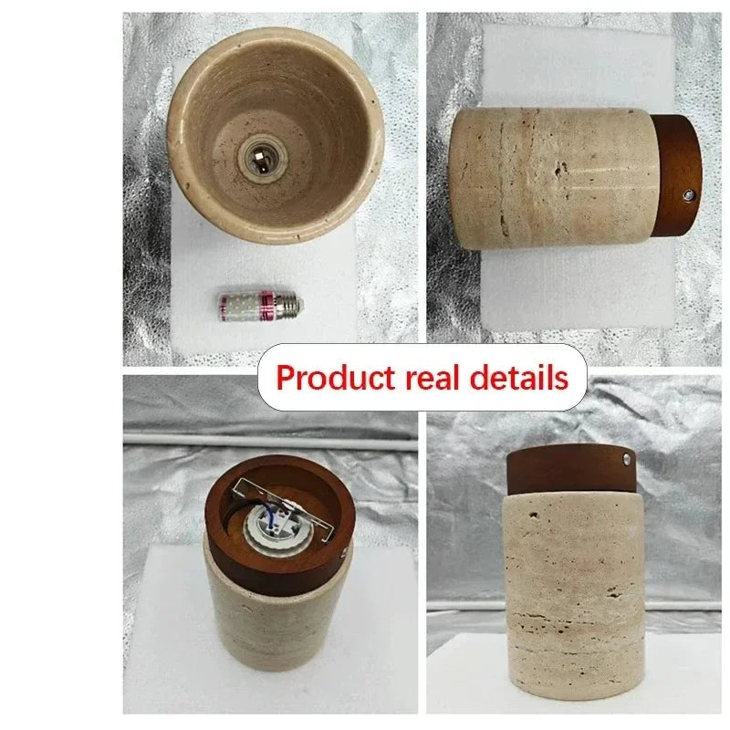 Modern Stone Travertine Ceiling Lamp Bedroom Corridor Flush Mounted