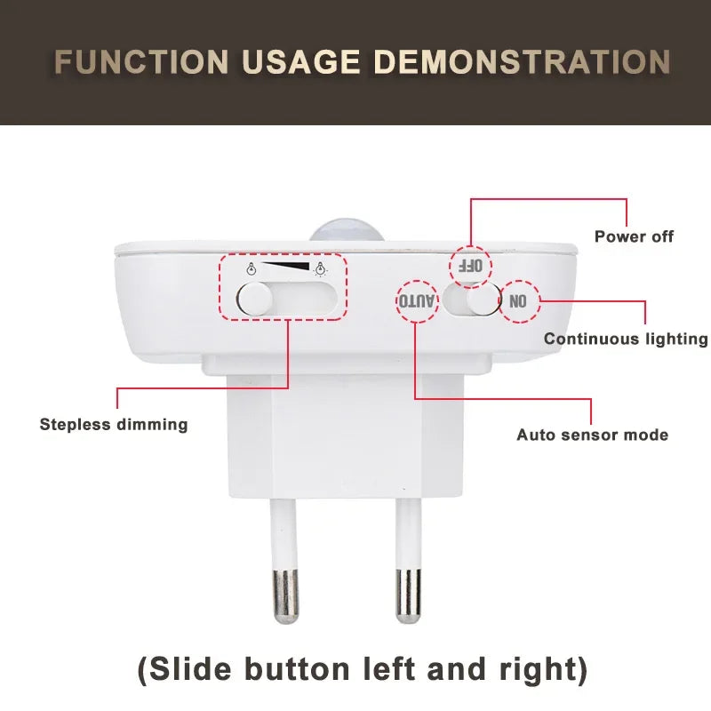 Night Light Motion Sensor With LED Light EU Plug Lamps