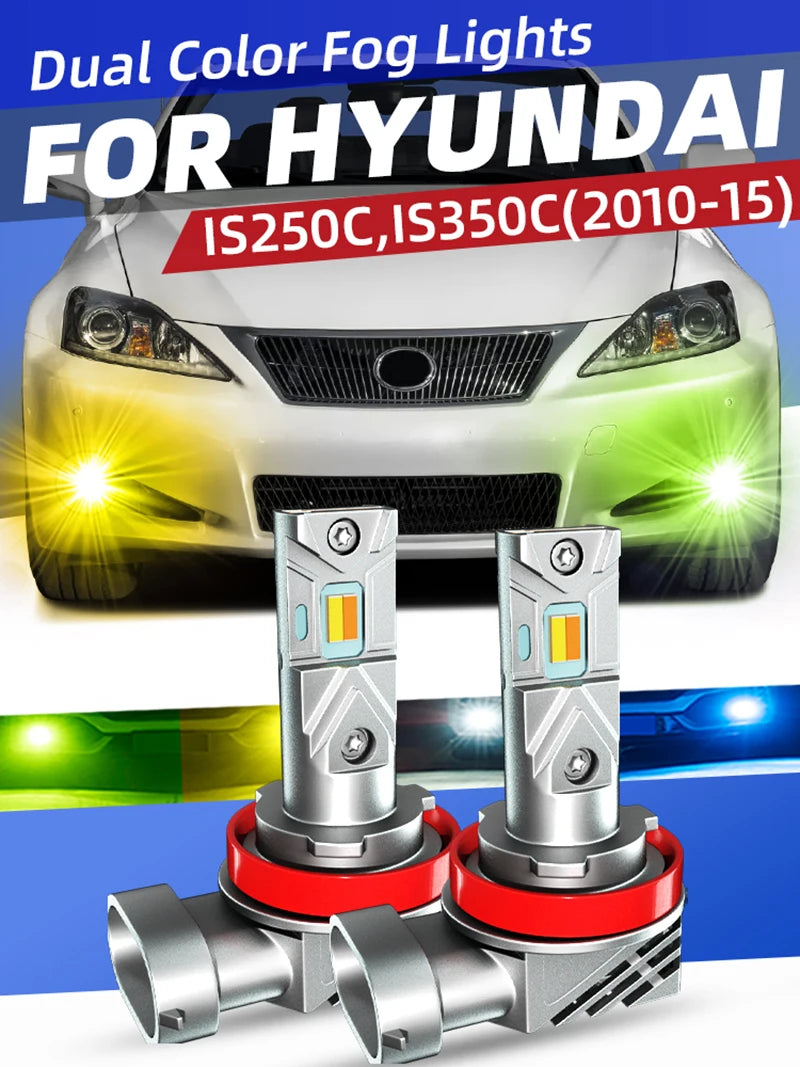 Lexus IS200 IS300 IS250 IS350 2010 2011 2012 2013 2014 2x Car LED Front Fog Lights Bulbs Dual Colours Switchback White Yellow
