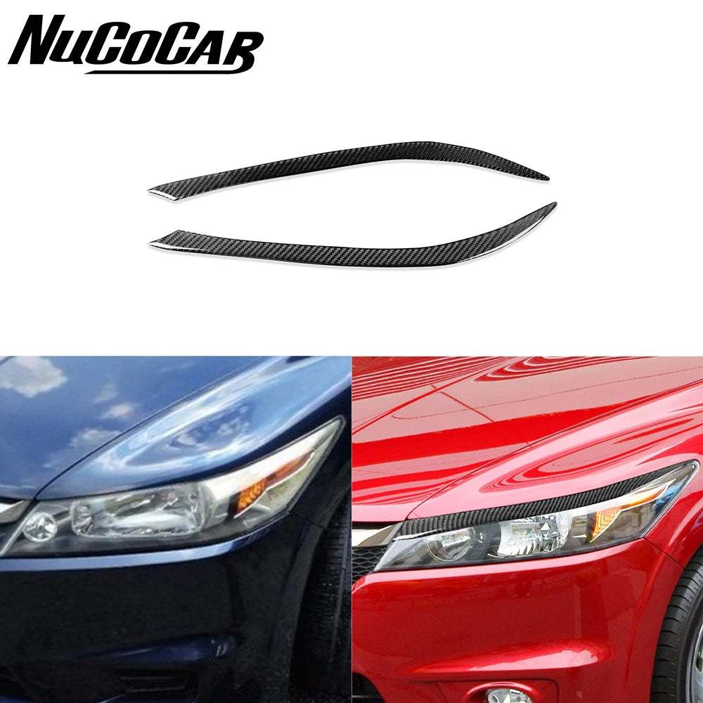 For Honda Stream 2006-2008 Carbon Fiber Headlight Eyebrow Eye Lid Trim Panel strip Car Exterior Accessories Decorative Stickers